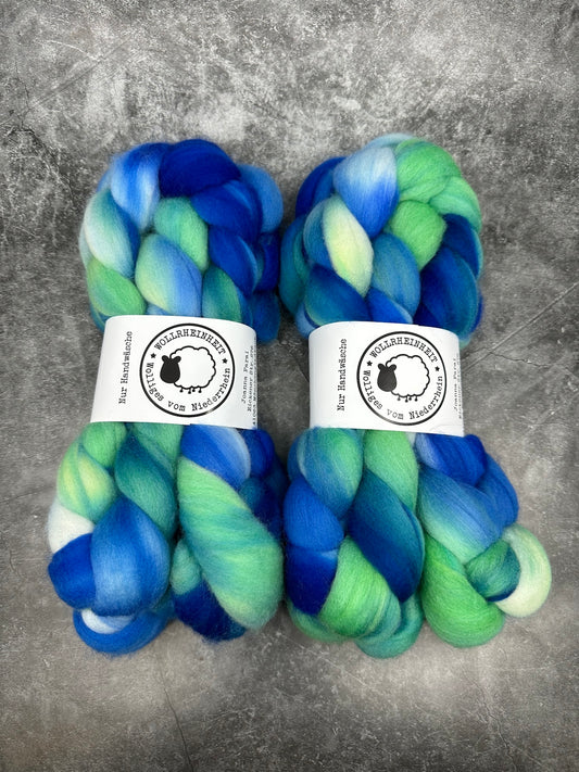 Polwarth - handgefärbter Kammzug SAPPHIRE LAGOON