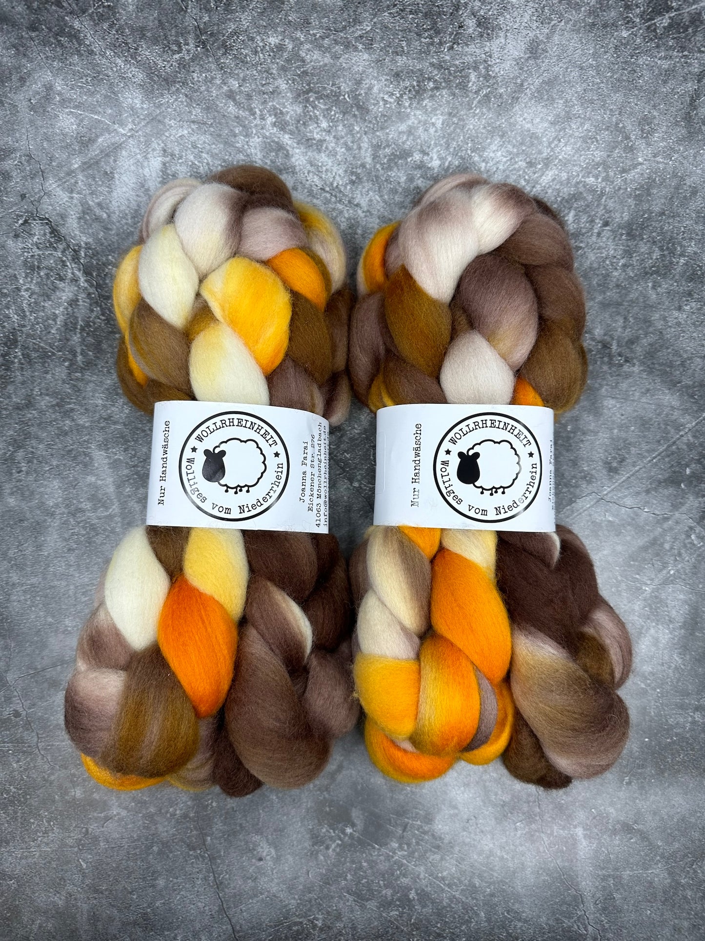 Polwarth - handgefärbter Kammzug TOFFEE GLOW