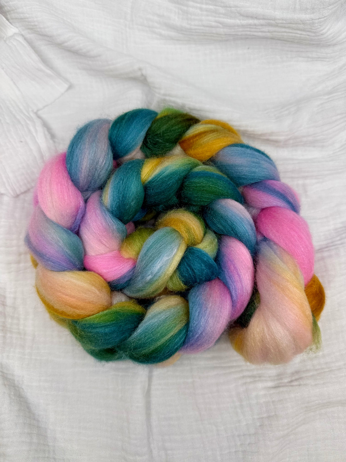Handgefärbte Spinnfaser Merino Tussahseide FUN