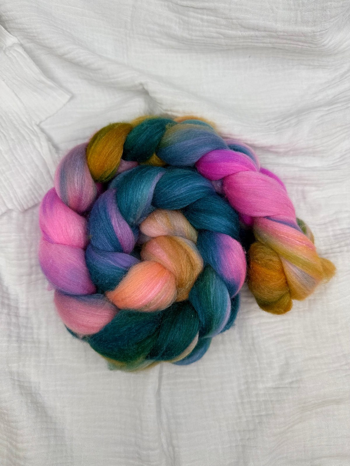 Handgefärbte Spinnfaser Merino Tussahseide FUN