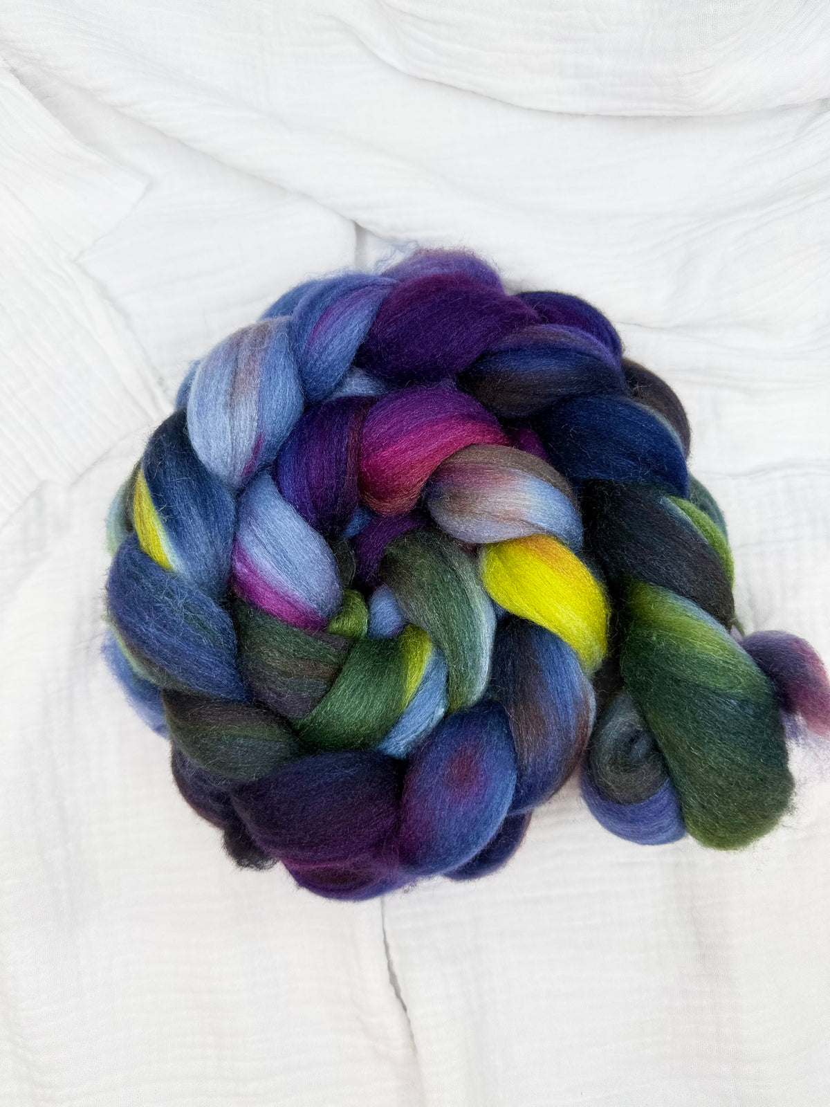 Handgefärbte Spinnfaser Merino Tussahseide POLARNACHT