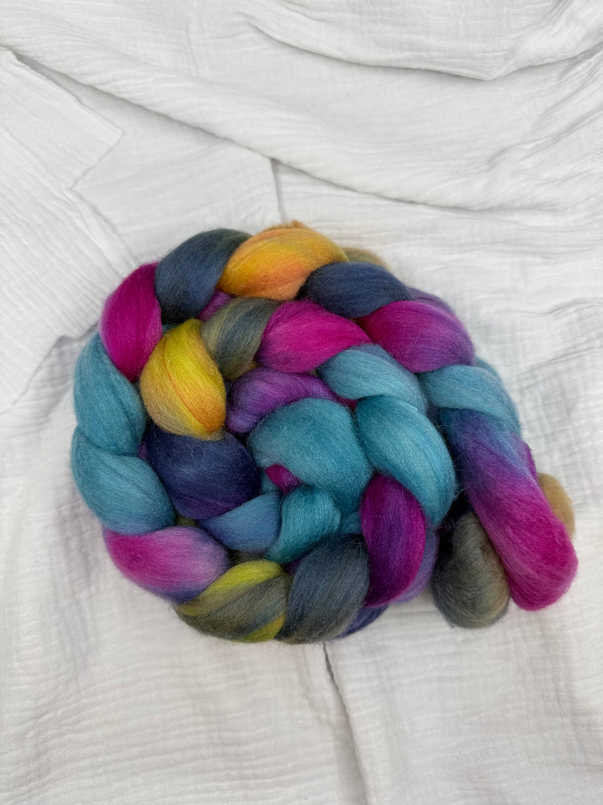 Handgefärbte Spinnfaser Merino Tussahseide KALEIDOSCOPE
