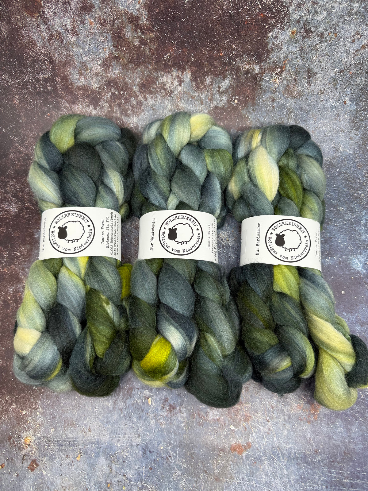 Handgefärbte Spinnfaser Merino Tussahseide AVOCADO