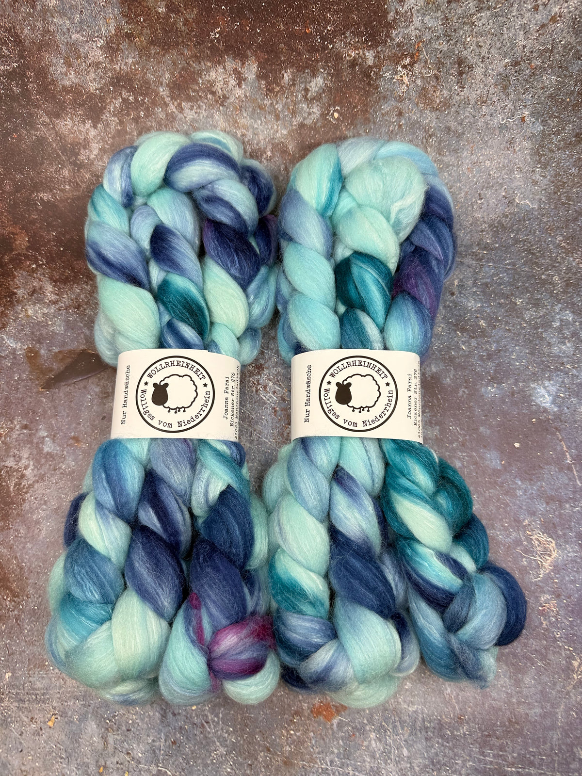 Handgefärbte Spinnfaser Merino Alpaka Tussahseide LAGOON