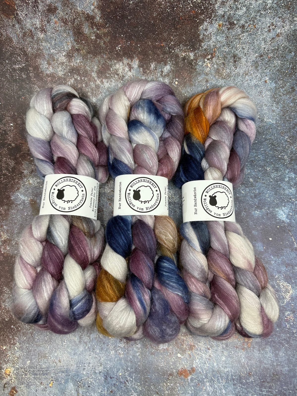 Handgefärbte Spinnfaser Merino Alpaka Tussahseide NOVEMBER DAY