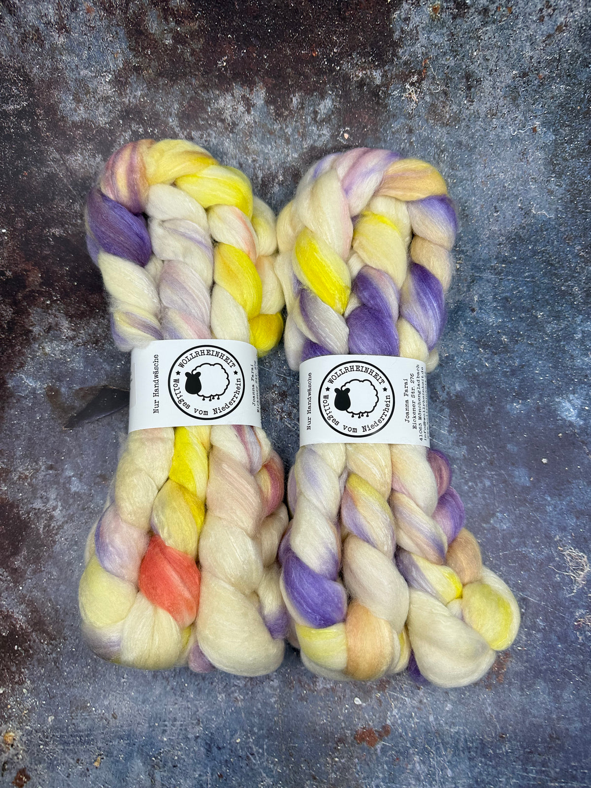 Handgefärbte Spinnfaser Merino Alpaka Tussahseide SUMMER TIME