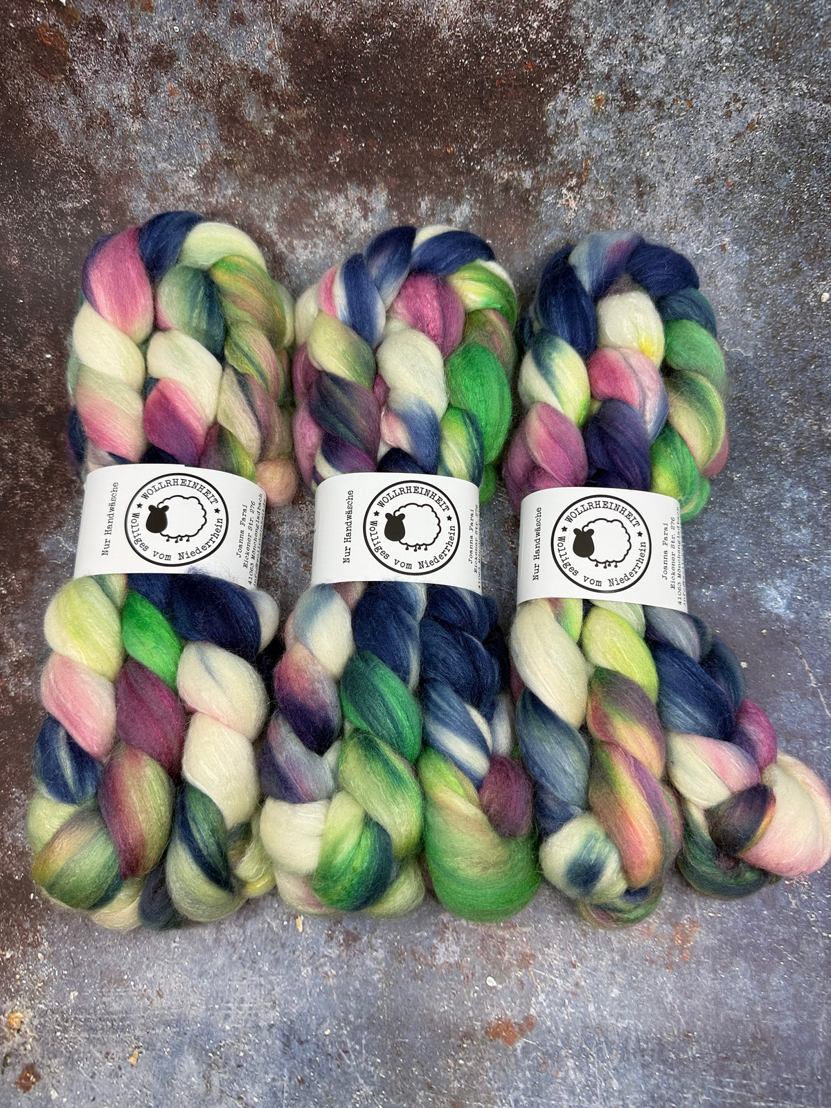 Handgefärbte Spinnfaser Merino Alpaka Tussahseide FUSION