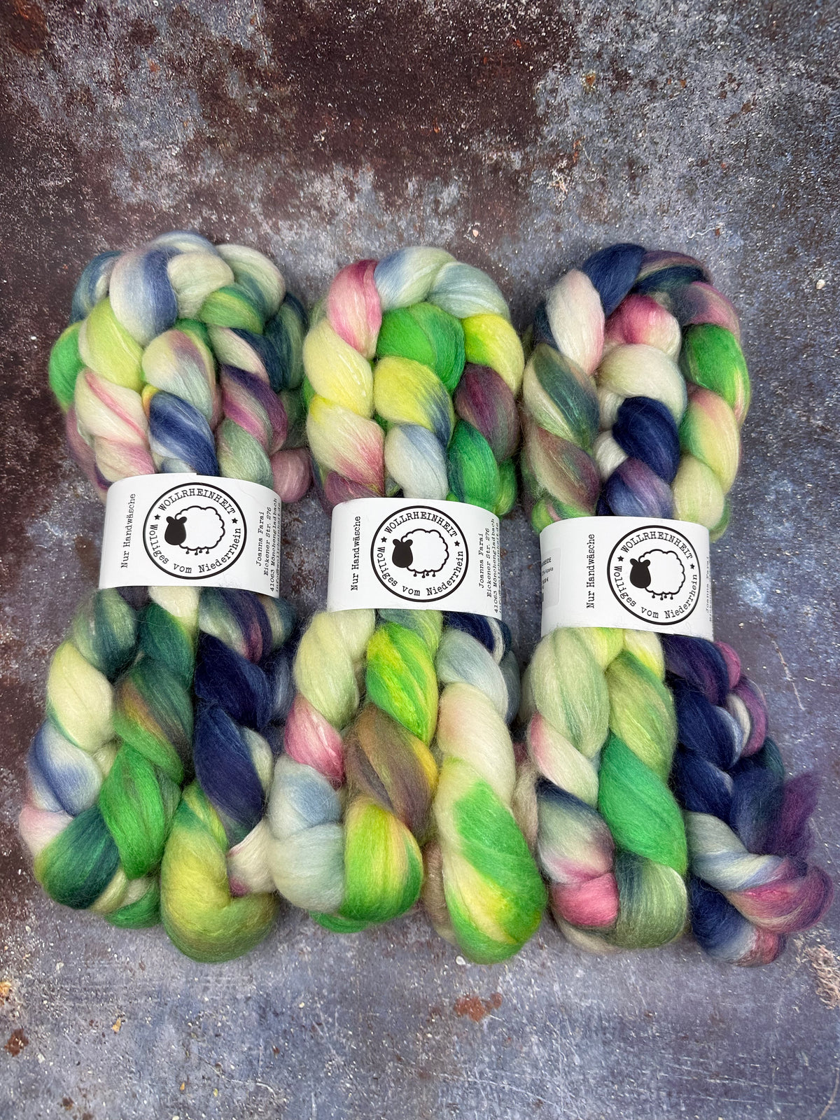 Handgefärbte Spinnfaser Merino Alpaka Tussahseide FUSION