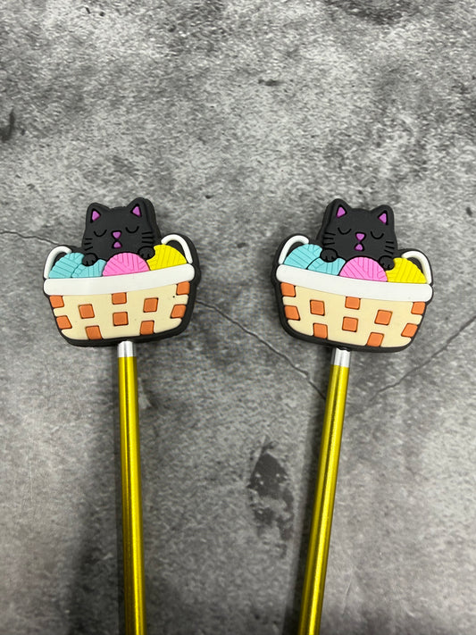 Maschenstopper - Katze im Wollkorbchen